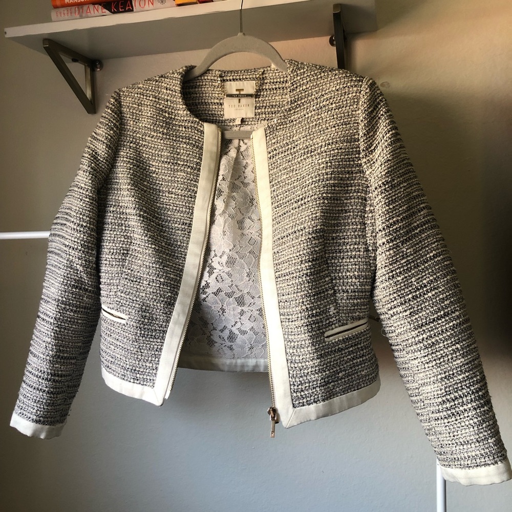 Ted Baker PREYAA Cropped Sparkle Boucle Jacket 1